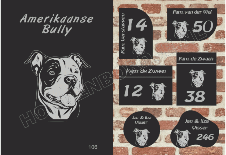 Naambord Amerikaanse Bully Naambord Amerikaanse Bully