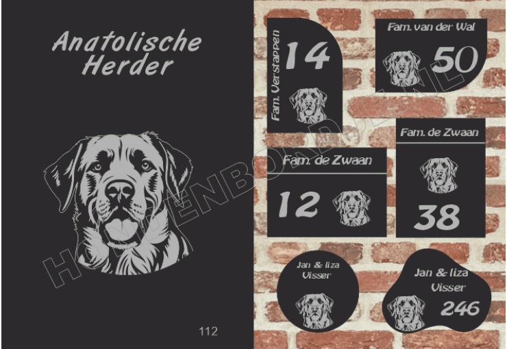 Naambord Anatolische Herder Naambord Anatolische Herder