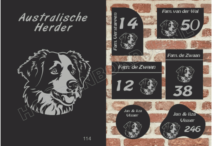 Naambord Australische Herder Naambord Australische Herder