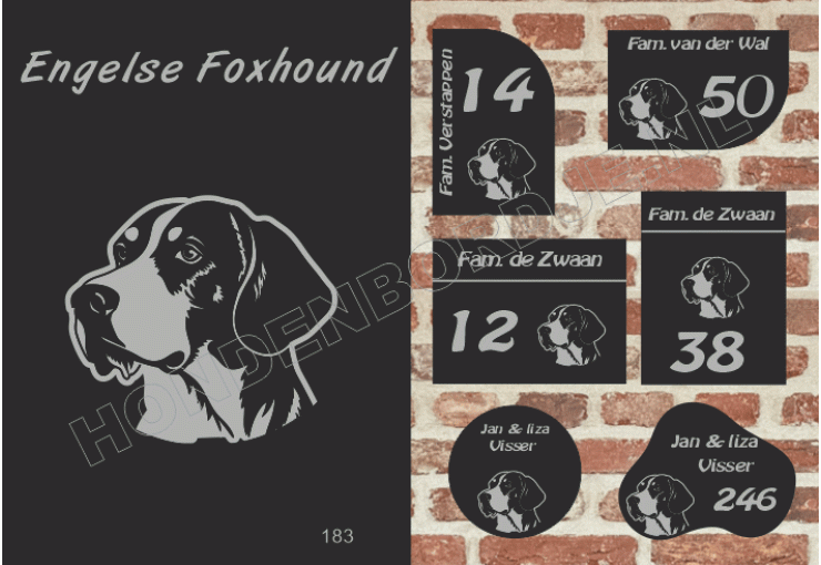 Naambord Engelse Foxhound
