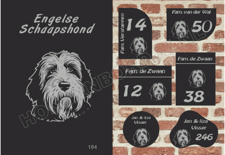 Naambord Engelse Schaapshond Naambord Engelse Schaapshond