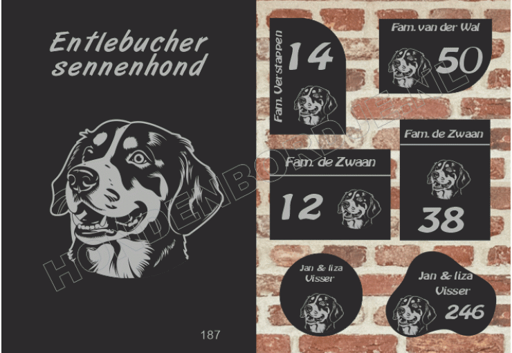 Naambord Entlebucher sennenhond Naambord Entlebucher sennenhond