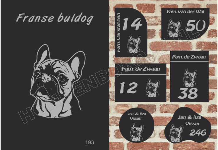 Naambord Franse buldog Naambord Franse buldog