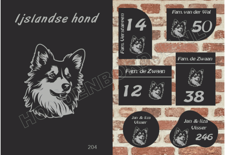 Naambord IJslandse hond Naambord IJslandse hond