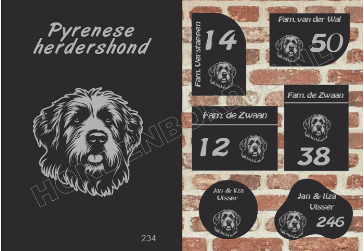 Naambord Pyrenese herdershond Naambord Pyrenese herdershond