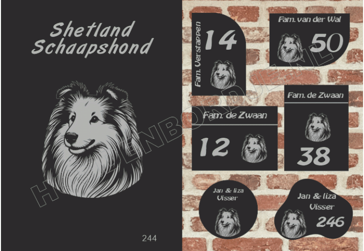 Naambord Shetland Schaapshond
