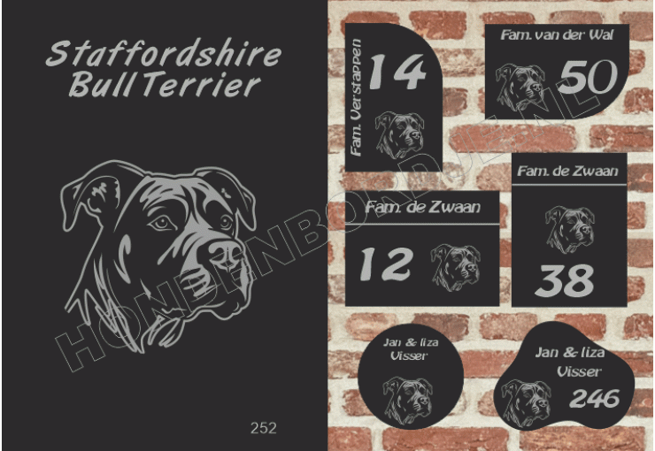Naambord Staffordshire Bullter.