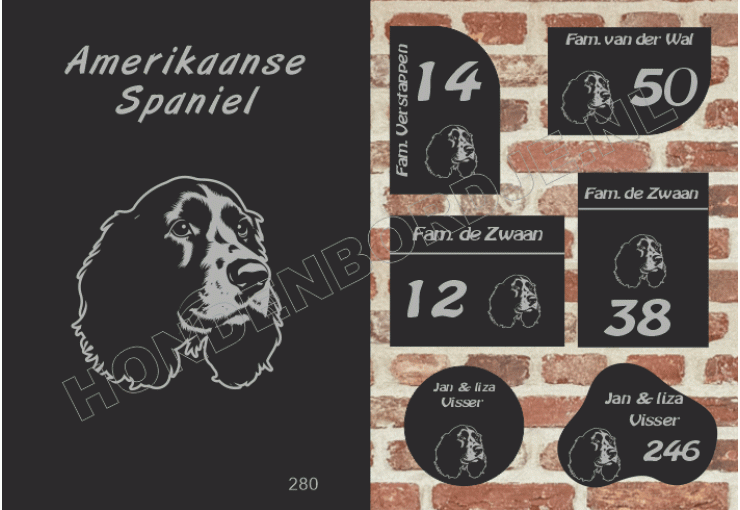 Naambord Amerikaanse Spaniel Naambord Amerikaanse Spaniel