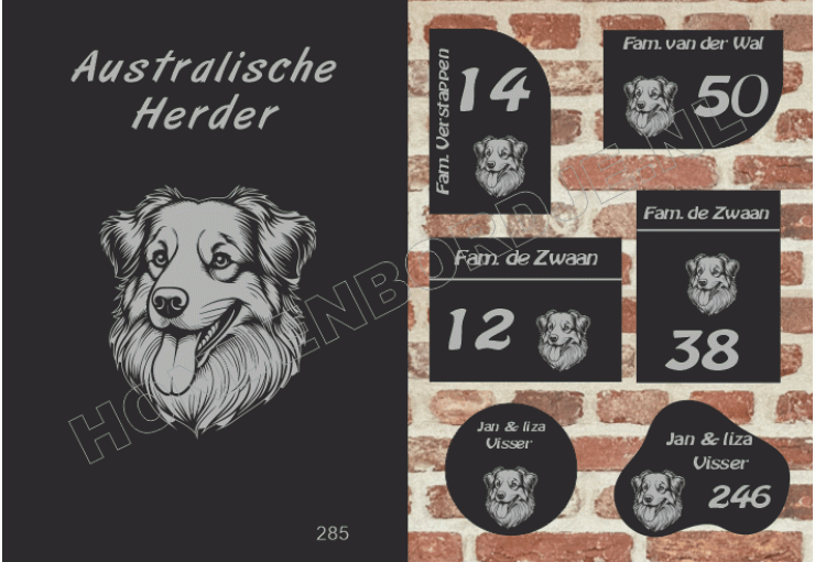 Naambord Australische Herder