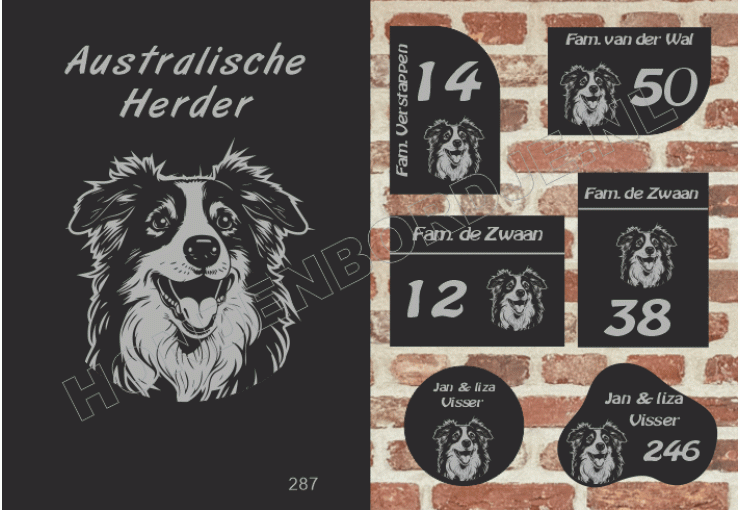 Naambord Australische Herder Naambord Australische Herder