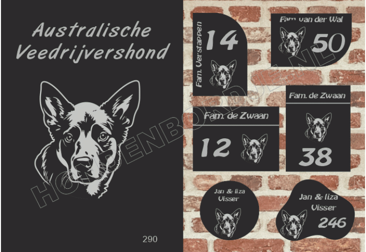 Naambord Aust. Veedrijvershond Naambord Aust. Veedrijvershond