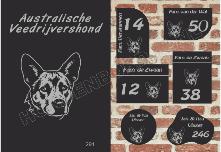 Naambord Aust.  Veedrijvershond