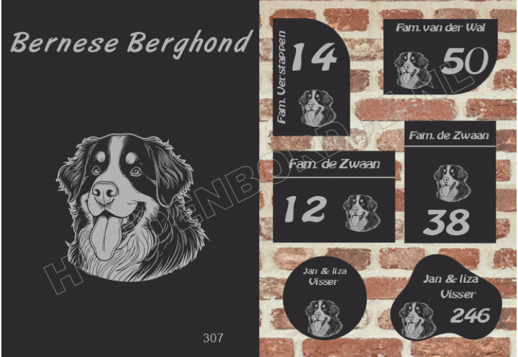 Naambord Bernese Berghond Naambord Bernese Berghond