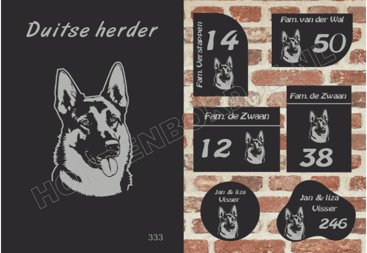 Naambord Duitse herder Naambord Duitse herder
