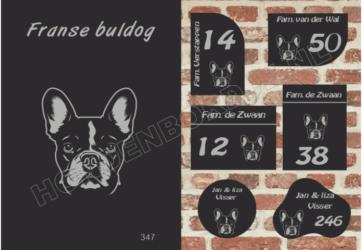 Naambord Franse buldog Naambord Franse buldog
