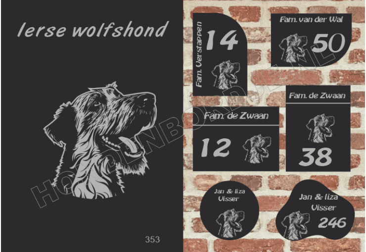 Naambord Ierse wolfshond Naambord Ierse wolfshond