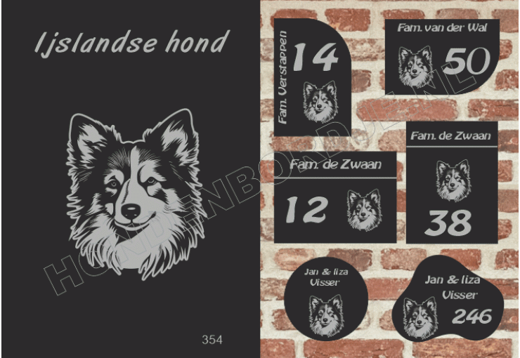 Naambord IJslandse hond Naambord IJslandse hond