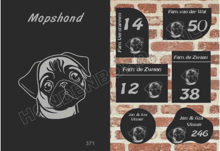 Naambord Mopshond Naambord Mopshond
