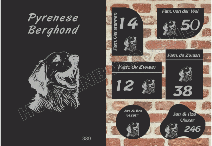 Naambord Pyrenese berghond Naambord Pyrenese berghond