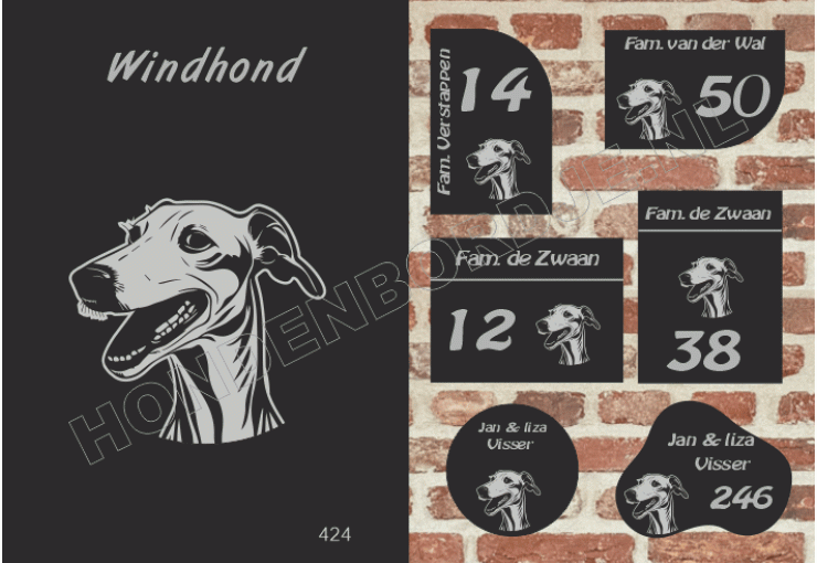 Naambord Windhond