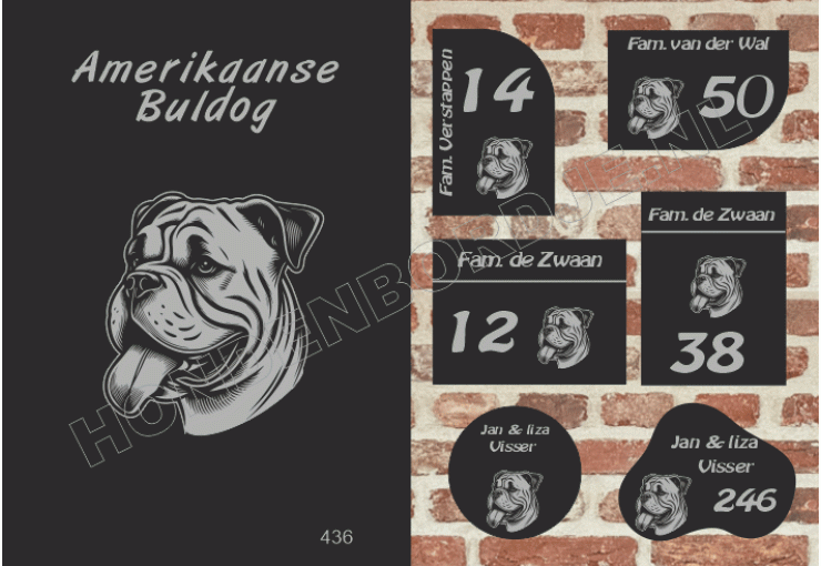 Naambord Amerikaanse Buldog Naambord Amerikaanse Buldog