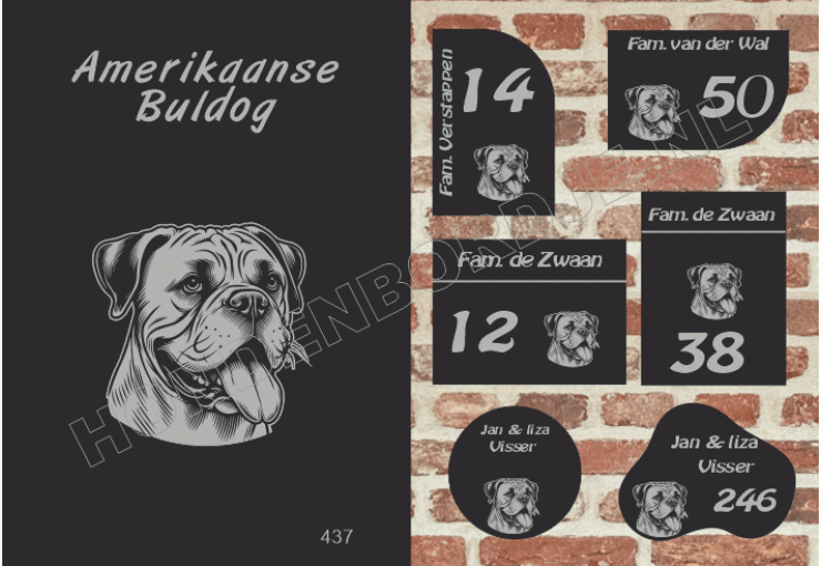 Naambord Amerikaanse Buldog Naambord Amerikaanse Buldog