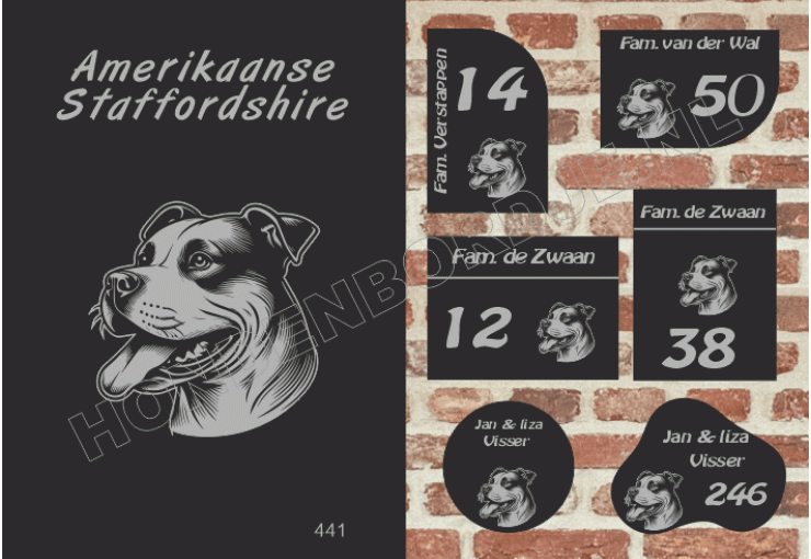 Naambord Amerik. Staffordshire