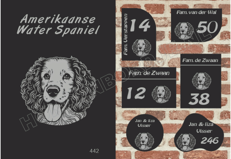Naambord Amerik.  Water Spaniel
