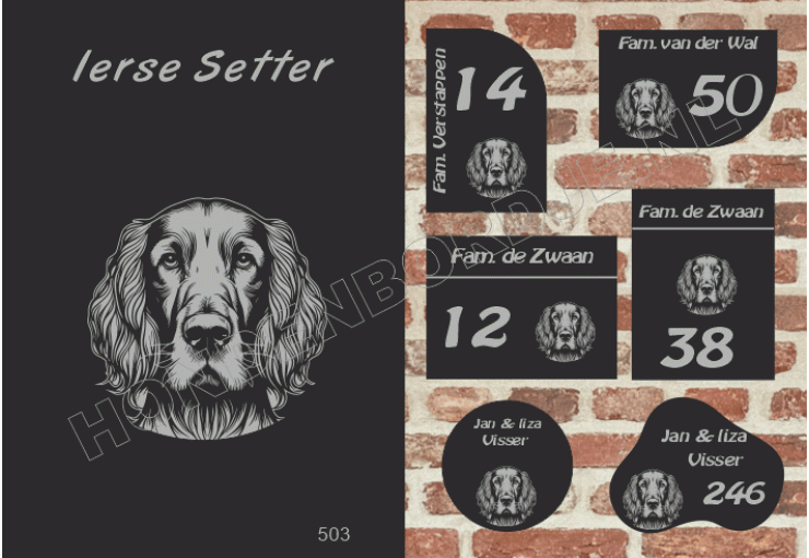 Naambord Ierse Setter Naambord Ierse Setter